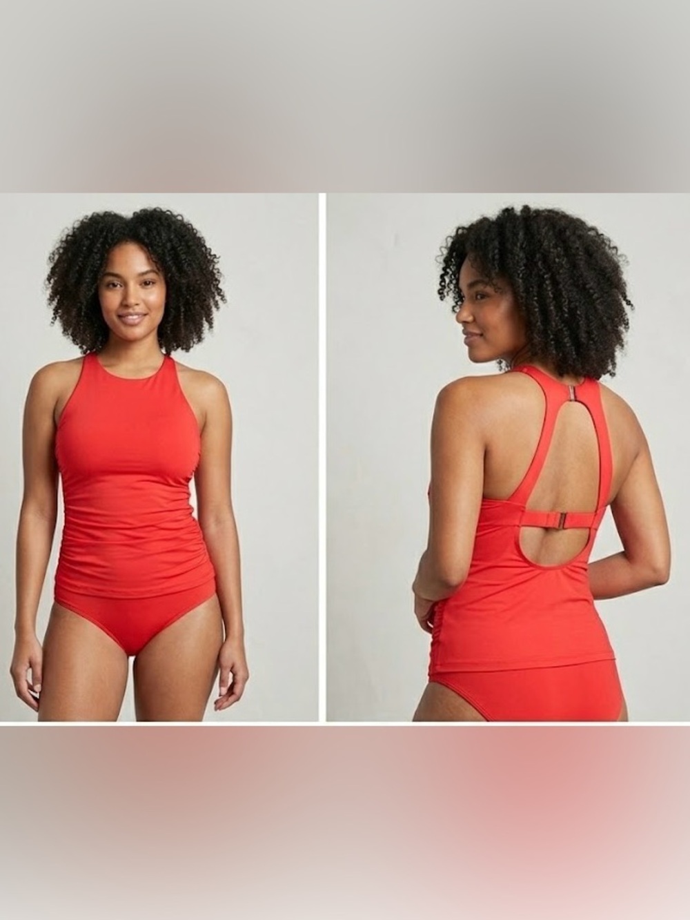 Athleta Red Orange High Neck Tankini Swim Top 34D DD